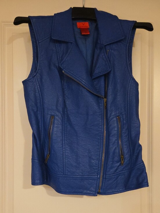 V Cristina Jackets & Blazers - V Cristina Electric Blue Sleeveless Moto Vest